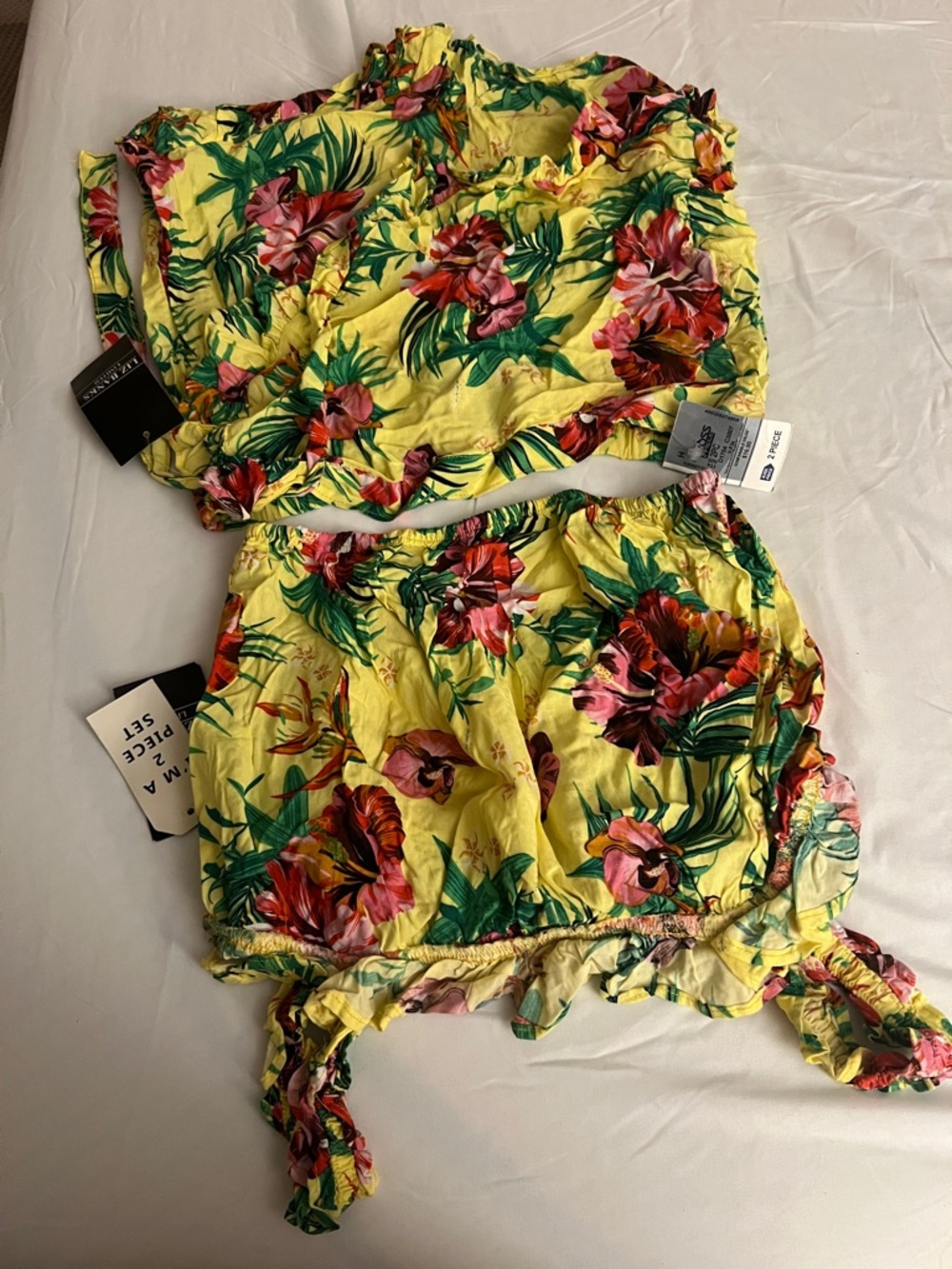 Tropical Yellow Floral Two-Piece Set